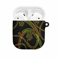 Hawaiian Kakau Art and Hisbiscus Tattoo AirPods Case Tribal Pattern-Reggae Style LT03 Black - Polynesian Pride