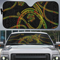 Hawaiian Kakau Art and Hisbiscus Tattoo Auto Sun Shade Tribal Pattern-Reggae Style - Polynesian Pride