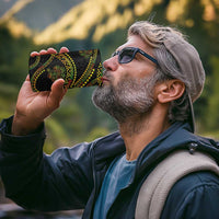 Hawaiian Kakau Art and Hisbiscus Tattoo 4 in 1 Can Cooler Tumbler Tribal Pattern-Reggae Style - Polynesian Pride