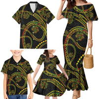 Hawaiian Kakau Art and Hisbiscus Tattoo Family Matching Mermaid Dress and Hawaiian Shirt Tribal Pattern-Reggae Style - Polynesian Pride