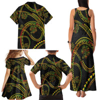 Hawaiian Kakau Art and Hisbiscus Tattoo Family Matching Tank Maxi Dress and Hawaiian Shirt Tribal Pattern-Reggae Style - Polynesian Pride