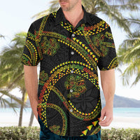 Hawaiian Kakau Art and Hisbiscus Tattoo Hawaiian Shirt Tribal Pattern-Reggae Style - Polynesian Pride