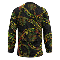 Hawaiian Kakau Art and Hisbiscus Tattoo Hockey Jersey Tribal Pattern-Reggae Style LT03 - Polynesian Pride