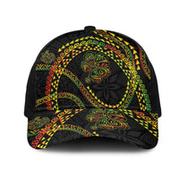 Hawaiian Kakau Art and Hisbiscus Tattoo Mesh Trucker Cap Tribal Pattern-Reggae Style LT03 One Size Black Black - Polynesian Pride