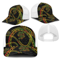 Hawaiian Kakau Art and Hisbiscus Tattoo Mesh Trucker Cap Tribal Pattern-Reggae Style LT03 - Polynesian Pride