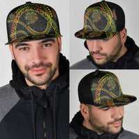 Hawaiian Kakau Art and Hisbiscus Tattoo Mesh Trucker Cap Tribal Pattern-Reggae Style LT03 - Polynesian Pride