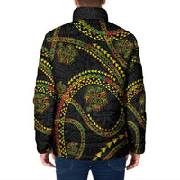 Hawaiian Kakau Art and Hisbiscus Tattoo Padded Jacket Tribal Pattern-Reggae Style - Polynesian Pride