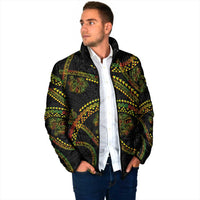 Hawaiian Kakau Art and Hisbiscus Tattoo Padded Jacket Tribal Pattern-Reggae Style - Polynesian Pride