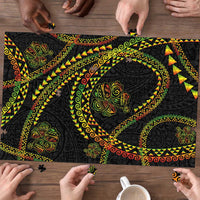 Hawaiian Kakau Art and Hisbiscus Tattoo Puzzle Tribal Pattern-Reggae Style - Polynesian Pride