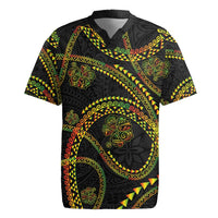 Hawaiian Kakau Art and Hisbiscus Tattoo Rugby Jersey Tribal Pattern-Reggae Style - Polynesian Pride