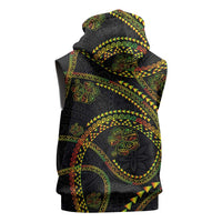 Hawaiian Kakau Art and Hisbiscus Tattoo Sleeveless Zip Hoodie Tribal Pattern-Reggae Style LT03 - Polynesian Pride