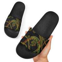 Hawaiian Kakau Art and Hisbiscus Tattoo Slide Sandals Tribal Pattern-Reggae Style LT03 - Polynesian Pride
