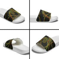 Hawaiian Kakau Art and Hisbiscus Tattoo Slide Sandals Tribal Pattern-Reggae Style LT03 - Polynesian Pride