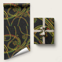 Hawaiian Kakau Art and Hisbiscus Tattoo Wrapping Paper Tribal Pattern-Reggae Style LT03 58" × 23" Black - Polynesian Pride