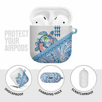 Hawaiian Abstract Sea Turtle AirPods Case Polynesian Tapa Art and Kakau Tattoo White WaterColor - Polynesian Pride