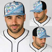 Hawaiian Abstract Sea Turtle Baseball Net Cap Polynesian Tapa Art and Kakau Tattoo White WaterColor LT03 - Polynesian Pride