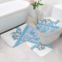 Hawaiian Abstract Sea Turtle Bathroom Set Polynesian Tapa Art and Kakau Tattoo White WaterColor - Polynesian Pride