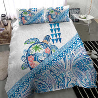 Hawaiian Abstract Sea Turtle Bedding Set Polynesian Tapa Art and Kakau Tattoo White WaterColor - Polynesian Pride