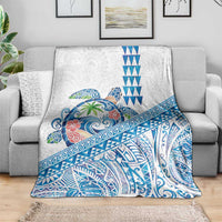 Hawaiian Abstract Sea Turtle Blanket Polynesian Tapa Art and Kakau Tattoo White WaterColor LT03 - Polynesian Pride