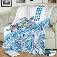 Hawaiian Abstract Sea Turtle Blanket Polynesian Tapa Art and Kakau Tattoo White WaterColor LT03 - Polynesian Pride