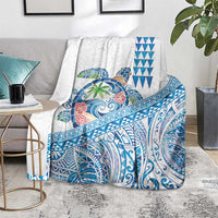Hawaiian Abstract Sea Turtle Blanket Polynesian Tapa Art and Kakau Tattoo White WaterColor LT03 - Polynesian Pride