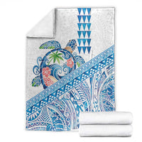 Hawaiian Abstract Sea Turtle Blanket Polynesian Tapa Art and Kakau Tattoo White WaterColor LT03 - Polynesian Pride