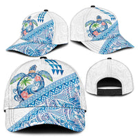 Hawaiian Abstract Sea Turtle Classic Cap Polynesian Tapa Art and Kakau Tattoo White WaterColor - Polynesian Pride