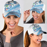 Hawaiian Abstract Sea Turtle Classic Cap Polynesian Tapa Art and Kakau Tattoo White WaterColor LT03 - Polynesian Pride