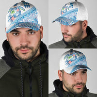 Hawaiian Abstract Sea Turtle Classic Cap Polynesian Tapa Art and Kakau Tattoo White WaterColor LT03 - Polynesian Pride