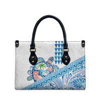 Hawaiian Abstract Sea Turtle Leather Bag Polynesian Tapa Art and Kakau Tattoo White WaterColor - Polynesian Pride