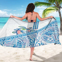 Hawaiian Abstract Sea Turtle Sarong Polynesian Tapa Art and Kakau Tattoo White WaterColor - Polynesian Pride