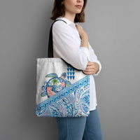 Hawaiian Abstract Sea Turtle Tote Bag Polynesian Tapa Art and Kakau Tattoo White WaterColor - Polynesian Pride