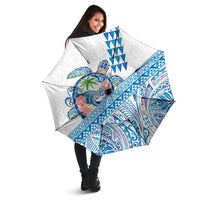 Hawaiian Abstract Sea Turtle Umbrella Polynesian Tapa Art and Kakau Tattoo White WaterColor - Polynesian Pride