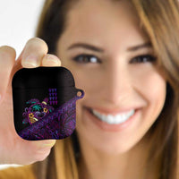 Hawaiian Abstract Sea Turtle AirPods Case Polynesian Tapa Art and Kakau Tattoo Purple WaterColor - Polynesian Pride