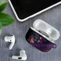 Hawaiian Abstract Sea Turtle AirPods Case Polynesian Tapa Art and Kakau Tattoo Purple WaterColor - Polynesian Pride