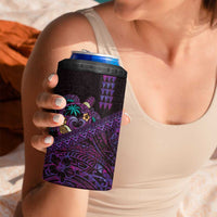 Hawaiian Abstract Sea Turtle 4 in 1 Can Cooler Tumbler Polynesian Tapa Art and Kakau Tattoo Purple WaterColor - Polynesian Pride