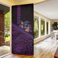 Hawaiian Abstract Sea Turtle Door Cover Polynesian Tapa Art and Kakau Tattoo Purple WaterColor - Polynesian Pride