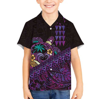 Hawaiian Abstract Sea Turtle Family Matching Puletasi and Hawaiian Shirt Polynesian Tapa Art and Kakau Tattoo Purple WaterColor - Polynesian Pride