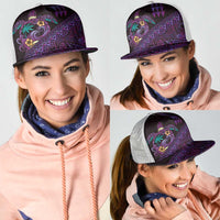 Hawaiian Abstract Sea Turtle Mesh Trucker Cap Polynesian Tapa Art and Kakau Tattoo Purple WaterColor LT03 - Polynesian Pride