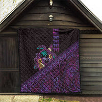 Hawaiian Abstract Sea Turtle Quilt Polynesian Tapa Art and Kakau Tattoo Purple WaterColor - Polynesian Pride
