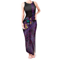 Hawaiian Abstract Sea Turtle Tank Maxi Dress Polynesian Tapa Art and Kakau Tattoo Purple WaterColor - Polynesian Pride