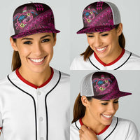 Hawaiian Abstract Sea Turtle Baseball Net Cap Polynesian Tapa Art and Kakau Tattoo Pink WaterColor - Polynesian Pride