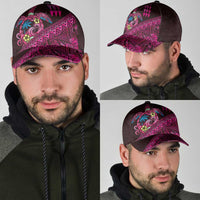Hawaiian Abstract Sea Turtle Classic Cap Polynesian Tapa Art and Kakau Tattoo Pink WaterColor LT03 - Polynesian Pride