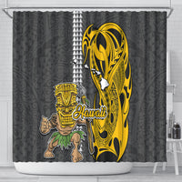 Hawaii Island Shower Curtain Hawaiian Warrior and Kakau Symbols Abstract Tattoo LT03 - Polynesian Pride