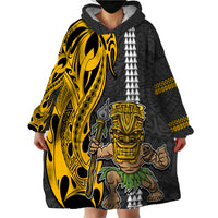 Hawaii Island Wearable Blanket Hoodie Hawaiian Warrior and Kakau Symbols Abstract Tattoo LT03 - Polynesian Pride