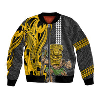 Custom Hawaii Island Bomber Jacket Hawaiian Warrior and Kakau Symbols Abstract Tattoo LT03 Unisex Yellow - Polynesian Pride