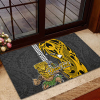 Custom Hawaii Island Rubber Doormat Hawaiian Warrior and Kakau Symbols Abstract Tattoo LT03 - Polynesian Pride