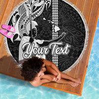 Custom Hawaii Island Beach Blanket Hawaiian King and Kakau Symbols Abstract Shoulder Tattoo LT03 - Wonder Print Shop