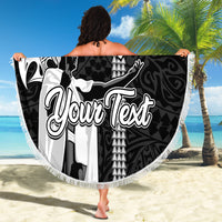 Custom Hawaii Island Beach Blanket Hawaiian King and Kakau Symbols Abstract Shoulder Tattoo LT03 - Wonder Print Shop