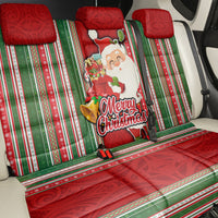 Kiribati Christmas Back Car Seat Cover Santa With Gift Bag Behind Ribbons Seamless Red Maori